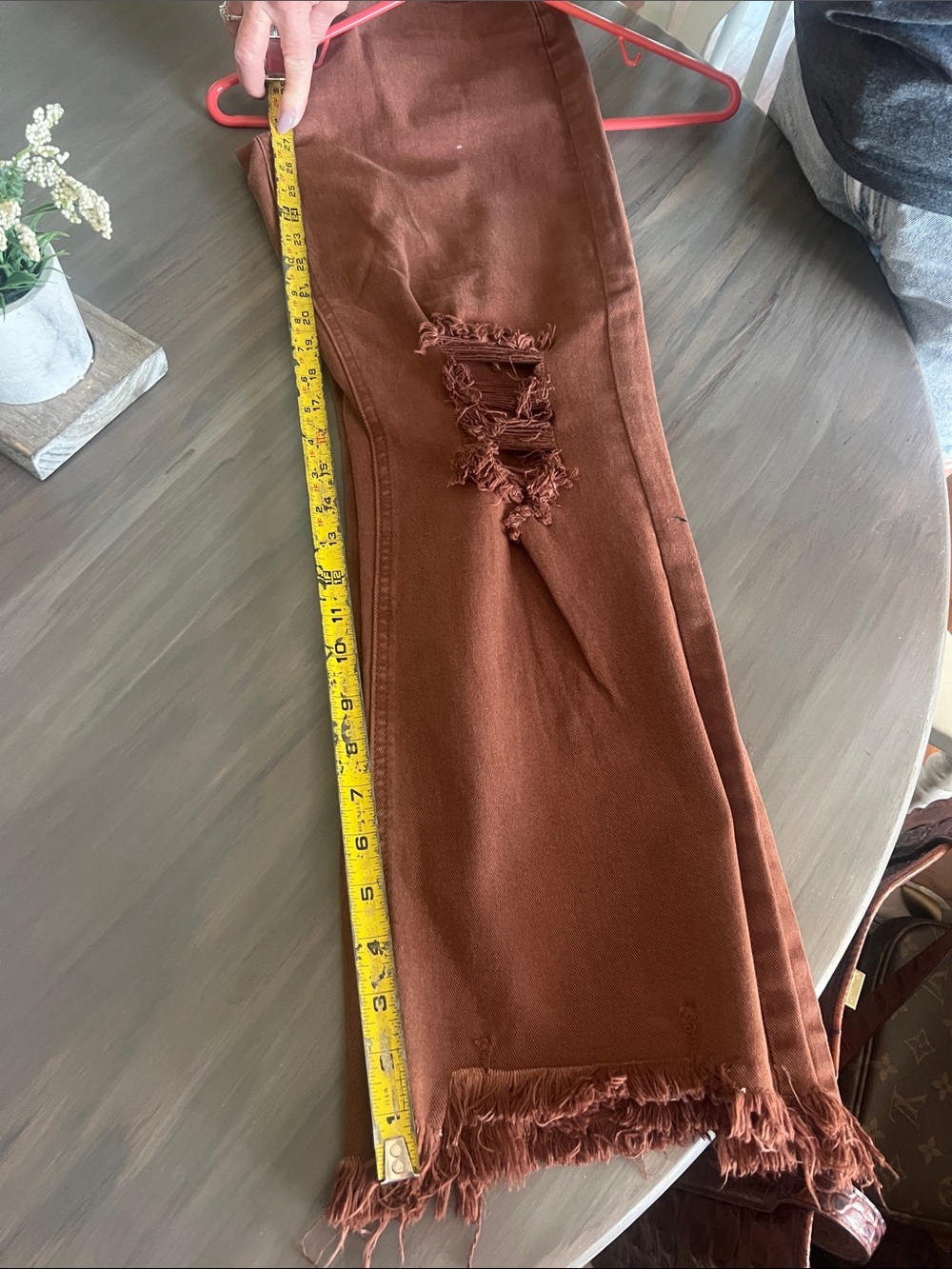 Women’s Risen Mid Rise Distressed Brown Mid Rise Jeans - Picture 5 of 5